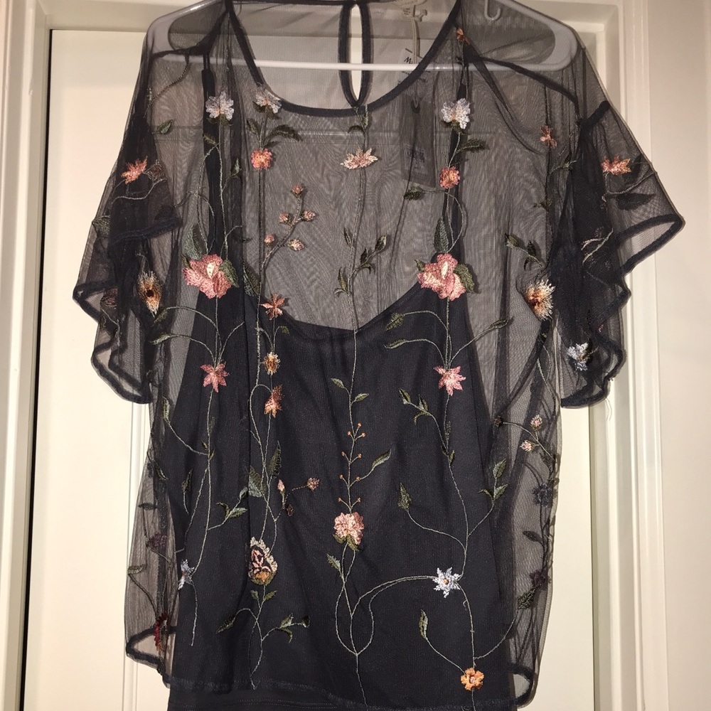 floral overlay top